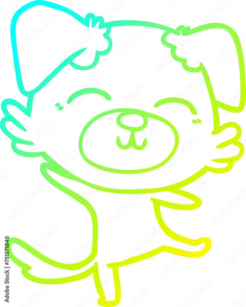 cold gradient line drawing cartoon dog doing a happy dance cold gradient line drawing cartoon dog doing a happy dance