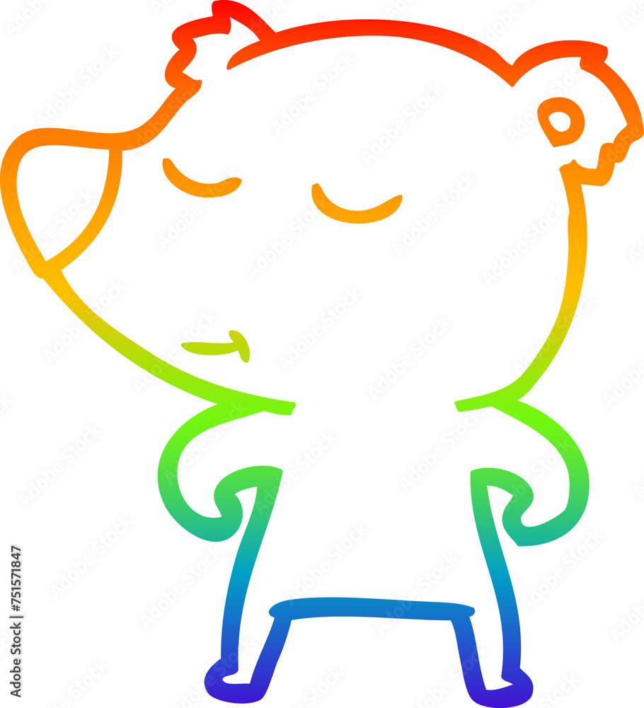 rainbow gradient line drawing cartoon polar bear
