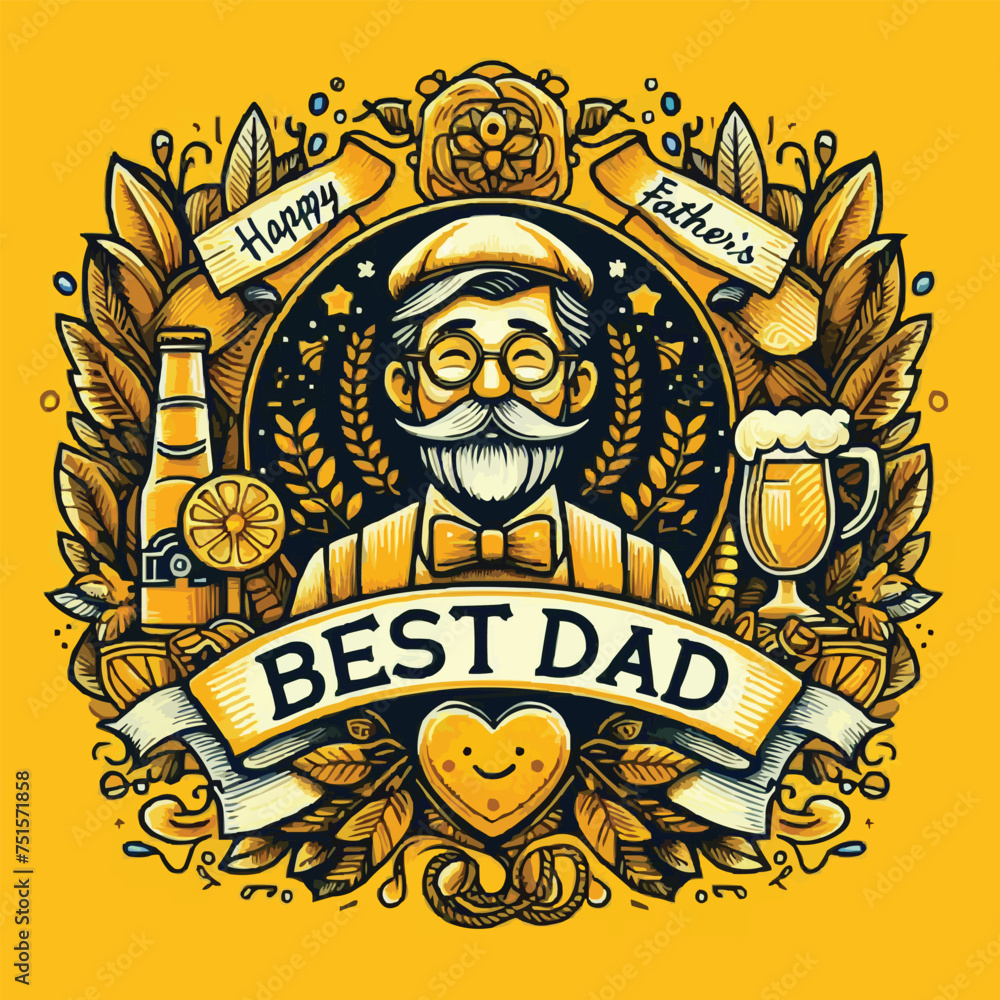 Happy father's day best dad yellow