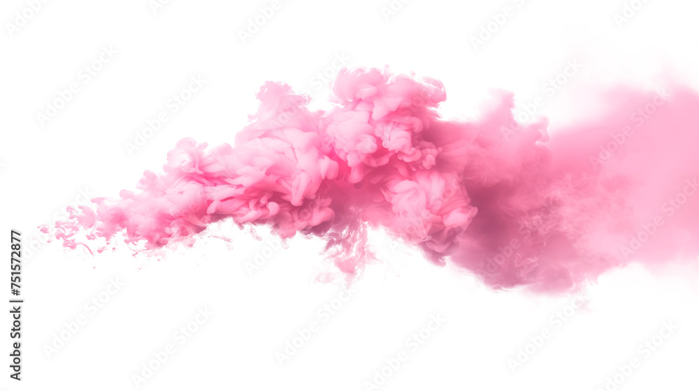 Pink smoke billowing. Isolated on transparent background, PNG