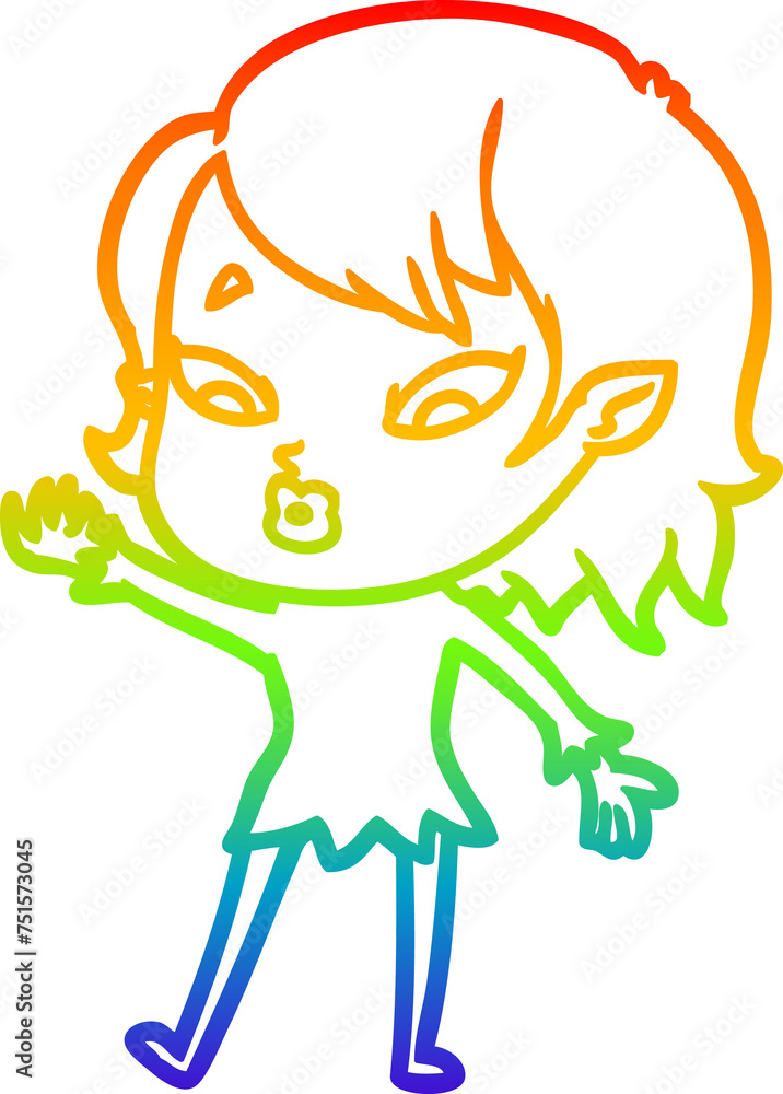 rainbow gradient line drawing cute cartoon vampire girl rainbow gradient line drawing cute cartoon vampire girl