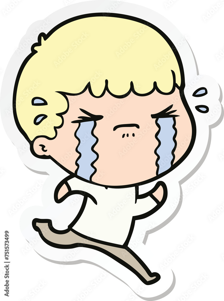 sticker of a cartoon man crying sticker of a cartoon man crying