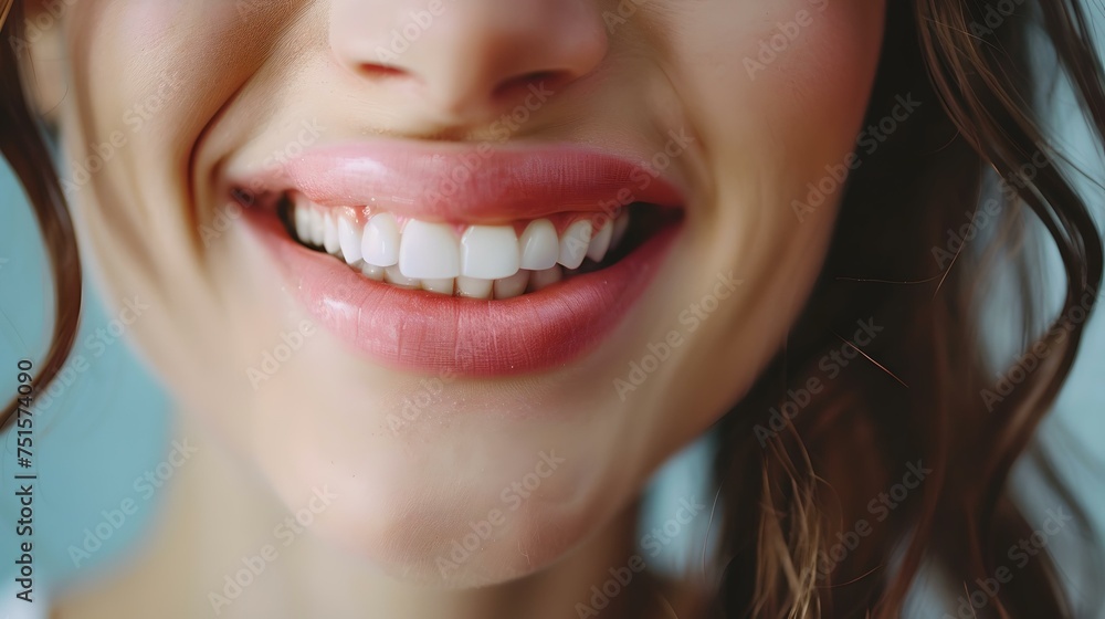 Close-up of a smiling woman's mouth showcasing teeth, expressing joy and positivity. perfect for dental health concepts. AI Close-up of a smiling woman's mouth showcasing teeth, expressing joy and positivity. perfect for dental health concepts. AI
