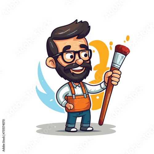 Passionate Creator Character with Pencil