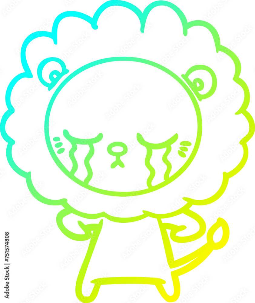 cold gradient line drawing crying cartoon lion cold gradient line drawing crying cartoon lion