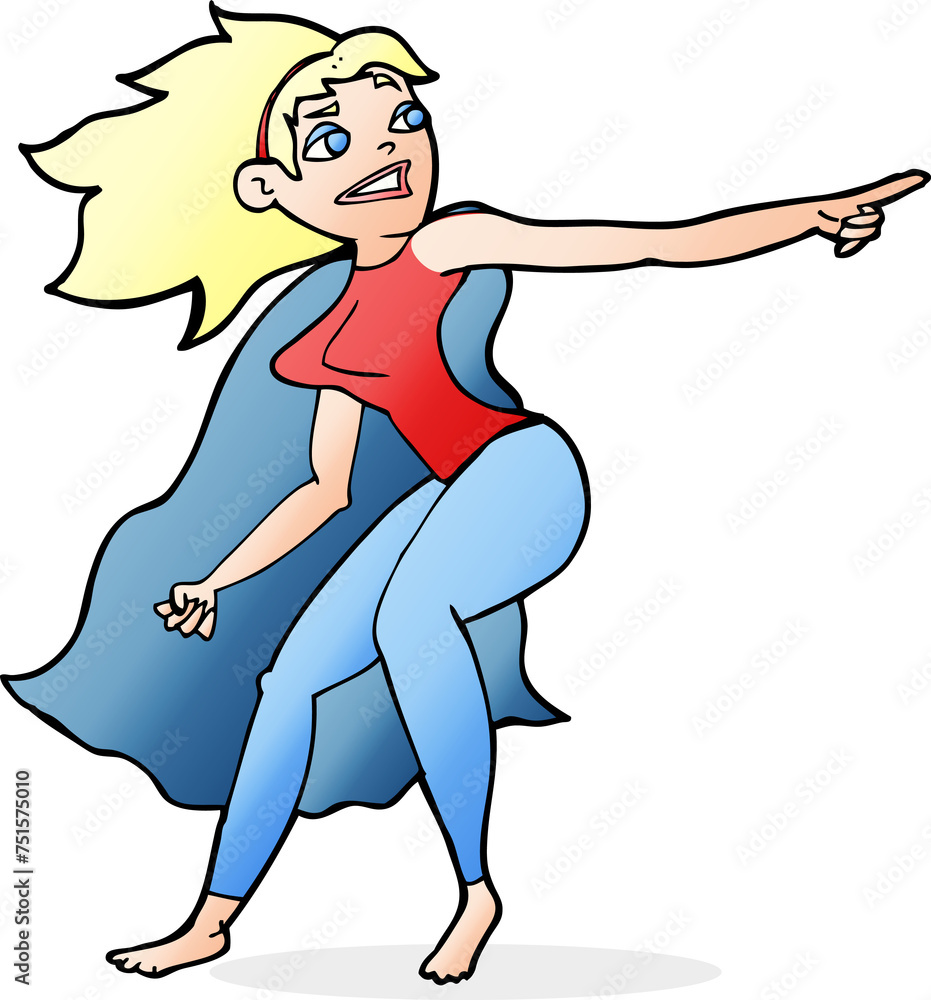 cartoon superhero woman pointing cartoon superhero woman pointing