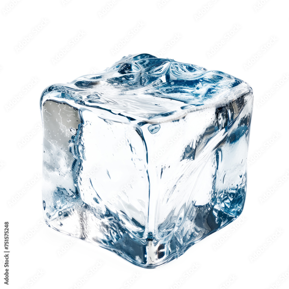 Obraz premium A cube of ice. Isolated on transparent background, PNG