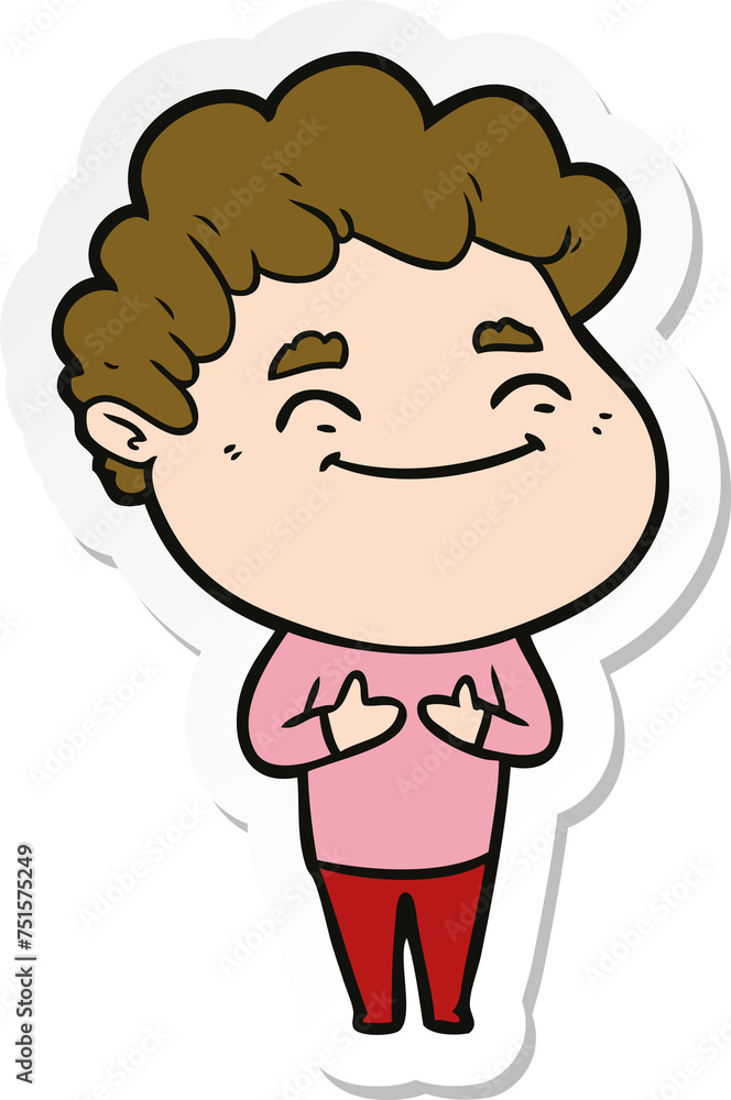 sticker of a cartoon friendly man sticker of a cartoon friendly man
