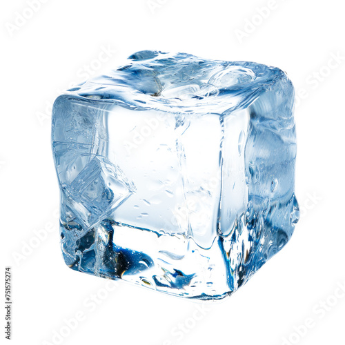 A cube of ice. Isolated on transparent background, PNG