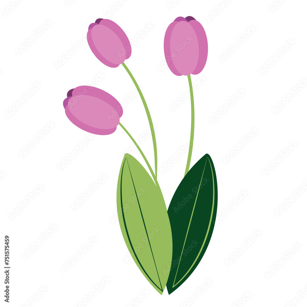 Vector image of a bouquet of spring tulips. Vector image of a bouquet of spring tulips.