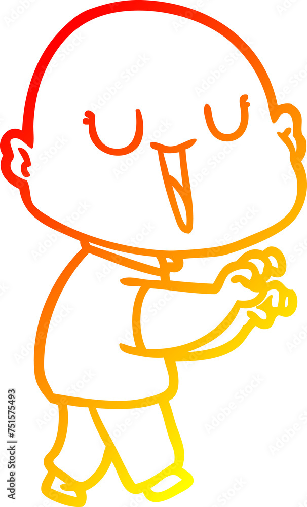 warm gradient line drawing happy cartoon bald man warm gradient line drawing happy cartoon bald man
