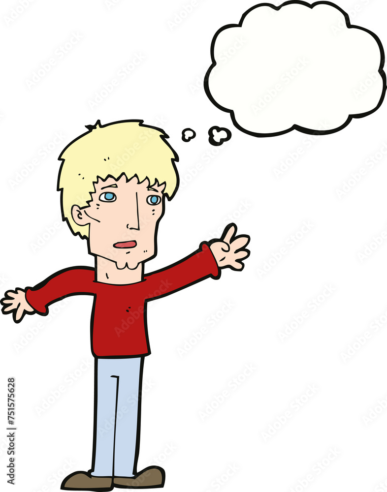 cartoon worried man reaching out with thought bubble cartoon worried man reaching out with thought bubble