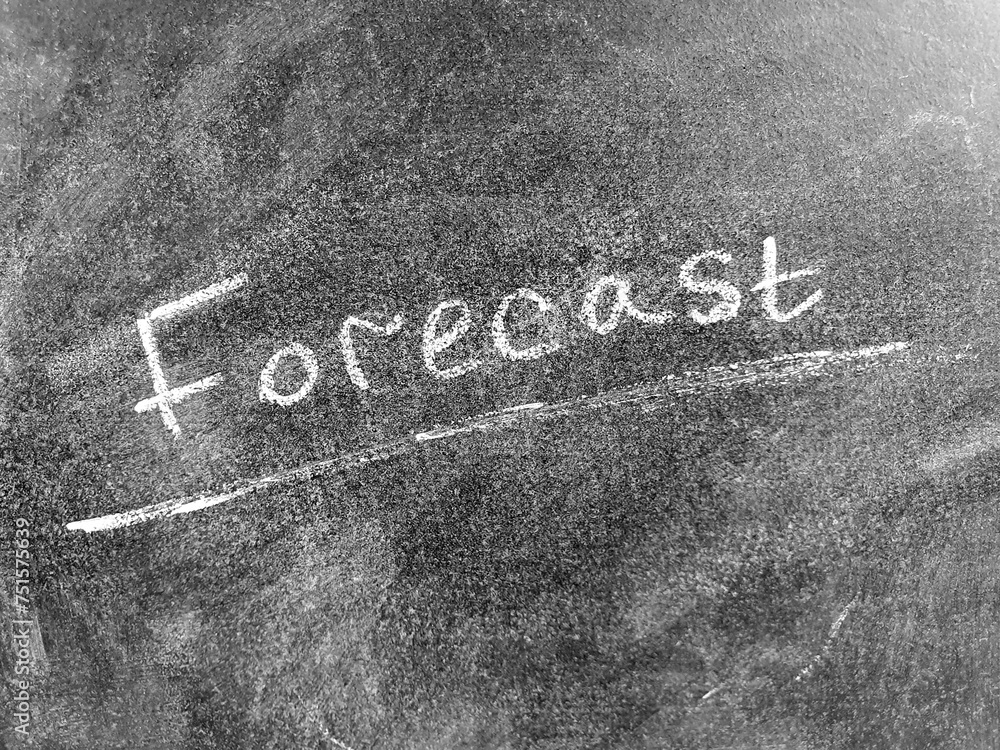Fototapeta premium FORECAST text, chalk inscription on a blackboard. Forecasting, forecast, analysis, concept.