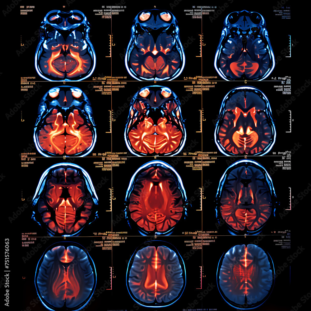 High resolution PET CT scan of the human brain, screen view Stock ...