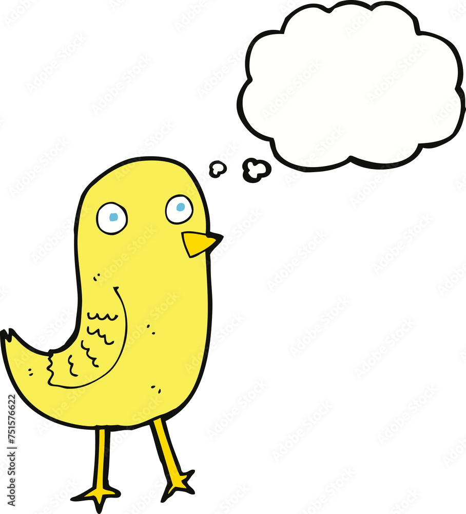 funny cartoon bird with thought bubble funny cartoon bird with thought bubble