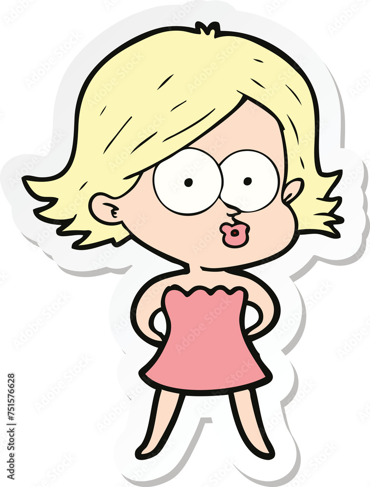 sticker of a cartoon girl pouting sticker of a cartoon girl pouting