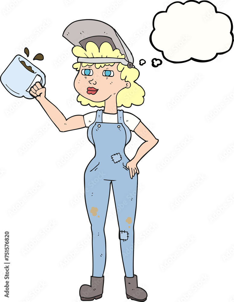 thought bubble cartoon woman in dungarees thought bubble cartoon woman in dungarees