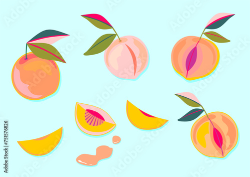 Colorful juicy peaches 