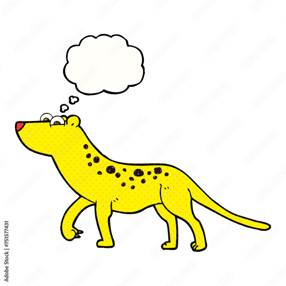 Fototapeta premium thought bubble cartoon leopard
