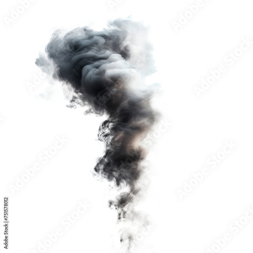 A large cloud of smoke is rising from a fire Isolated on transparent background, PNG