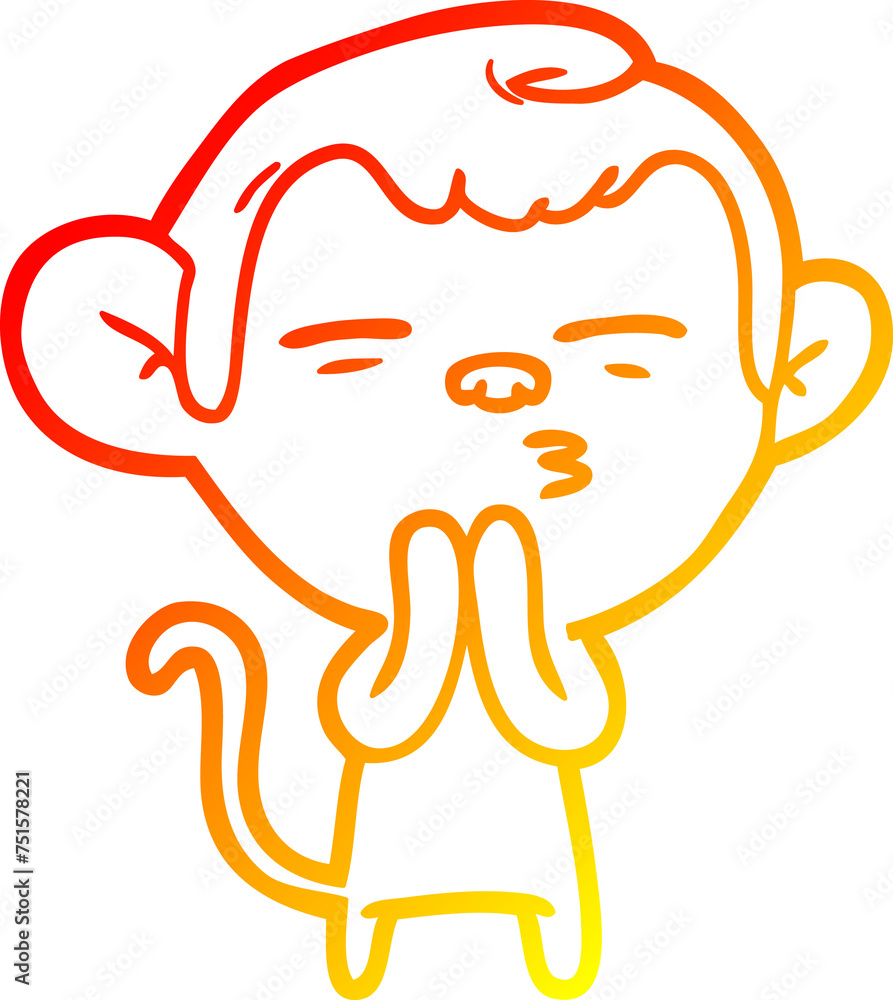 Obraz premium warm gradient line drawing cartoon suspicious monkey