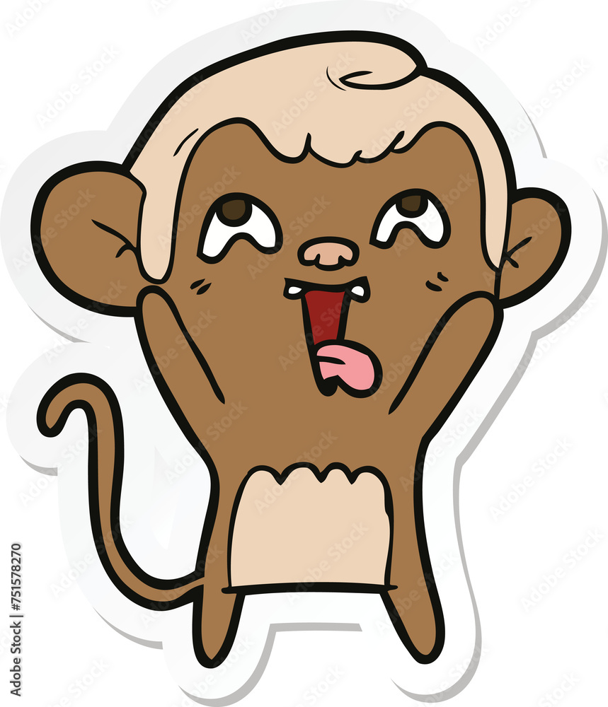 sticker of a crazy cartoon monkey sticker of a crazy cartoon monkey