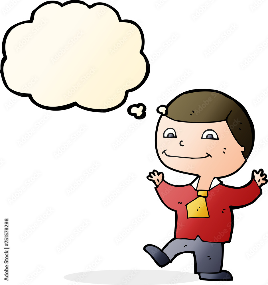 cartoon happy boy with thought bubble cartoon happy boy with thought bubble
