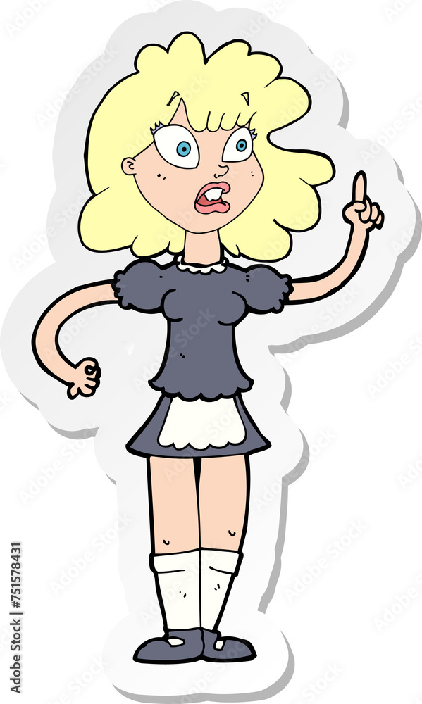 sticker of a cartoon worried maid sticker of a cartoon worried maid