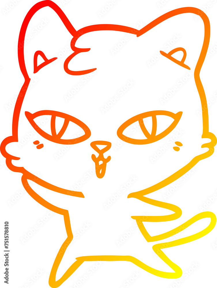 warm gradient line drawing cartoon cat warm gradient line drawing cartoon cat