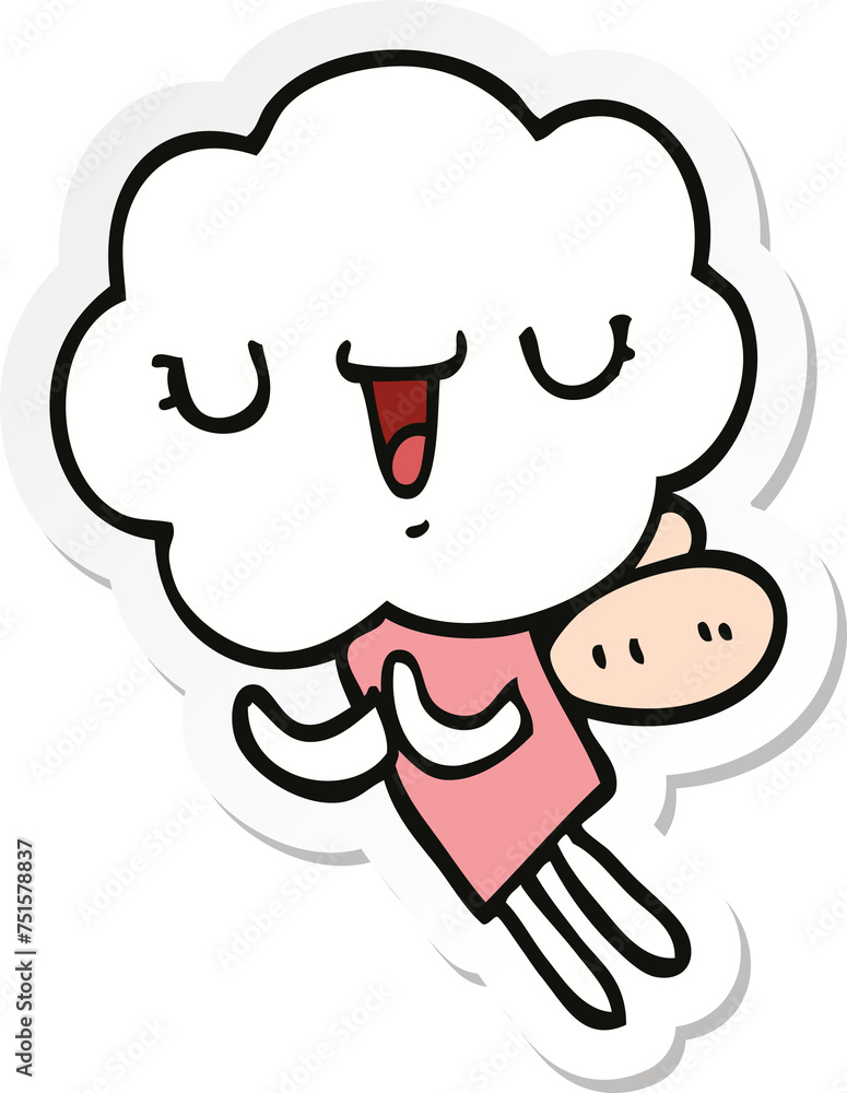 Fototapeta premium sticker of a cute cartoon cloud head creature