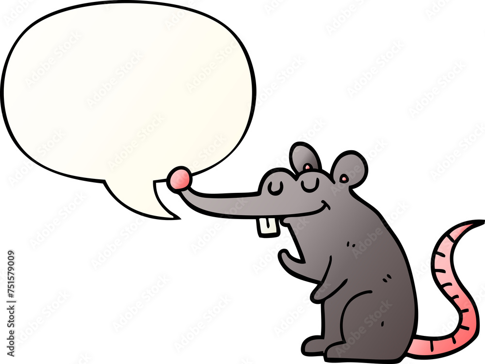 cartoon rat and speech bubble in smooth gradient style cartoon rat and speech bubble in smooth gradient style