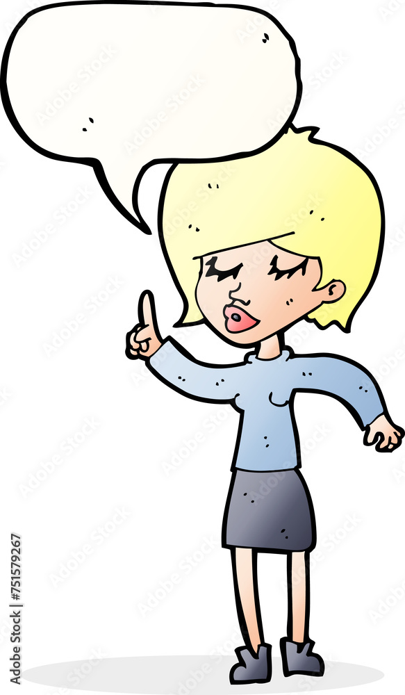 cartoon woman with idea with speech bubble cartoon woman with idea with speech bubble