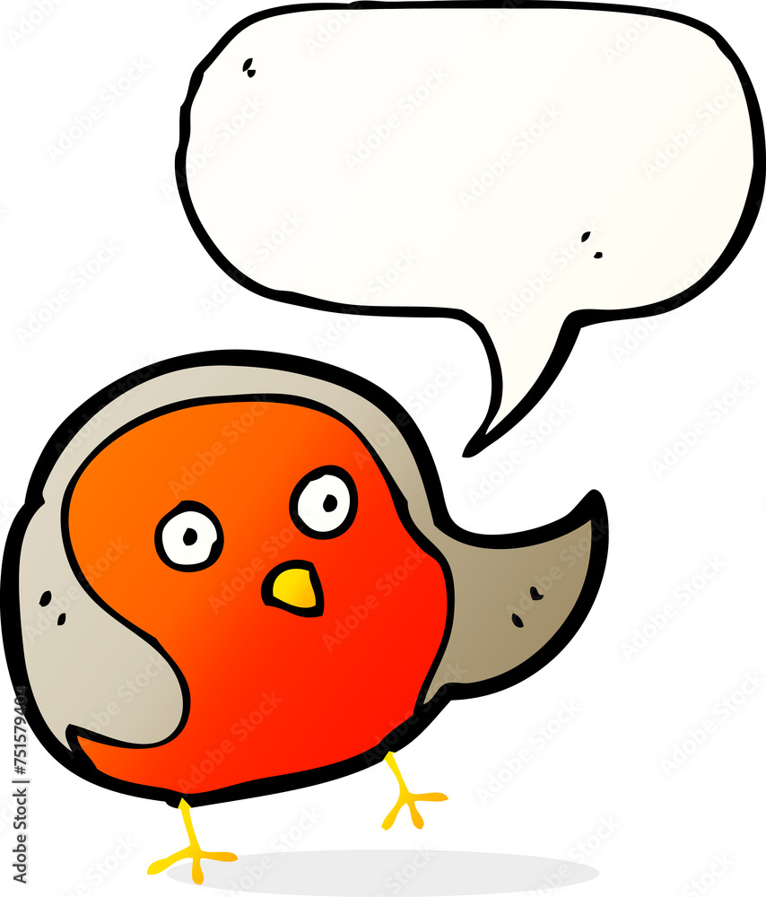 Obraz premium cartoon robin with speech bubble