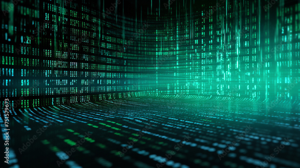 Digital abstract background of binary code. Digital data stream in cybersecurity concept. Digital binary code streaming in a virtual space representing cybersecurity and information technology Digital abstract background of binary code. Digital data stream in cybersecurity concept. Digital binary code streaming in a virtual space representing cybersecurity and information technology
