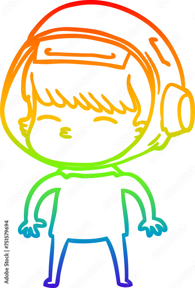 rainbow gradient line drawing cartoon curious astronaut rainbow gradient line drawing cartoon curious astronaut