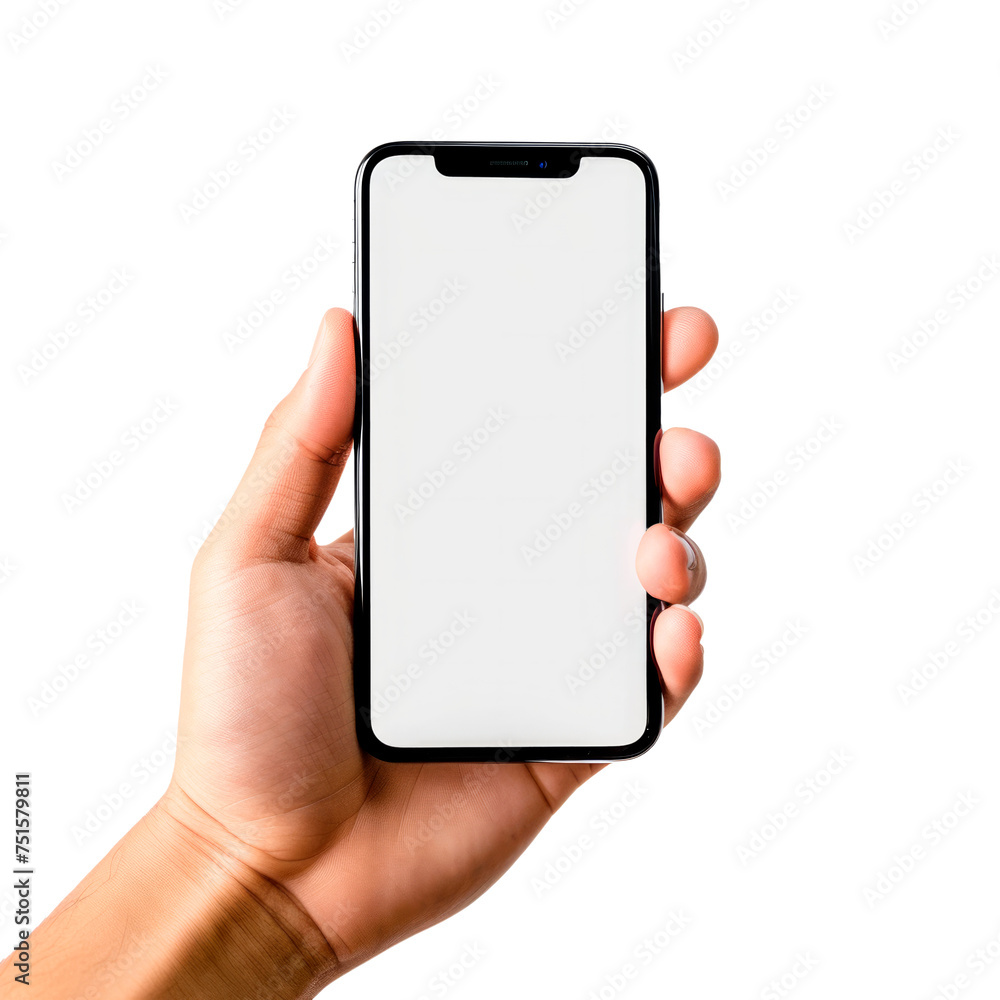 A person is holding a cell phone with a white background Isolated on transparent background, PNG A person is holding a cell phone with a white background Isolated on transparent background, PNG