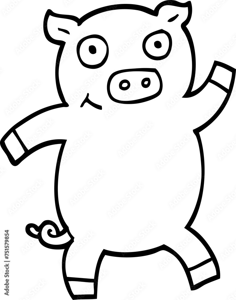 black and white cartoon dancing pig black and white cartoon dancing pig