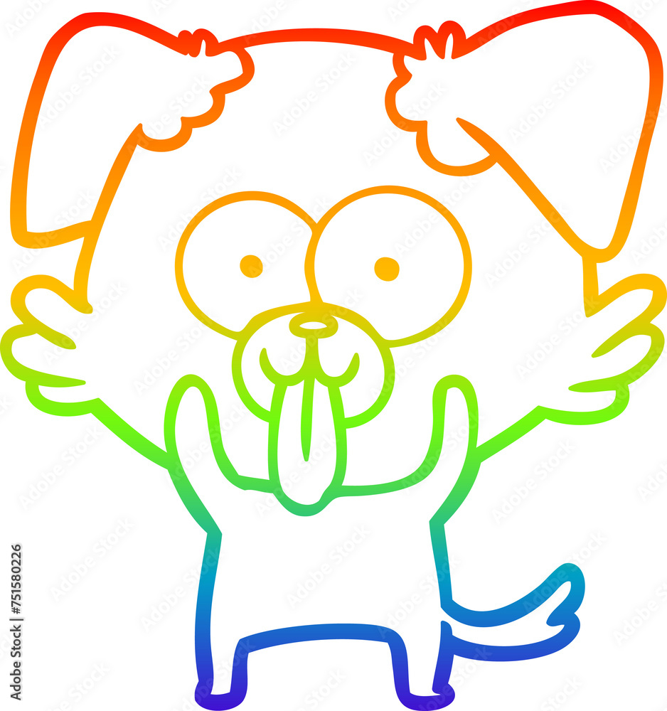 rainbow gradient line drawing cartoon dog with tongue sticking out rainbow gradient line drawing cartoon dog with tongue sticking out