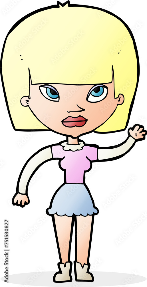 cartoonw woman waving cartoonw woman waving