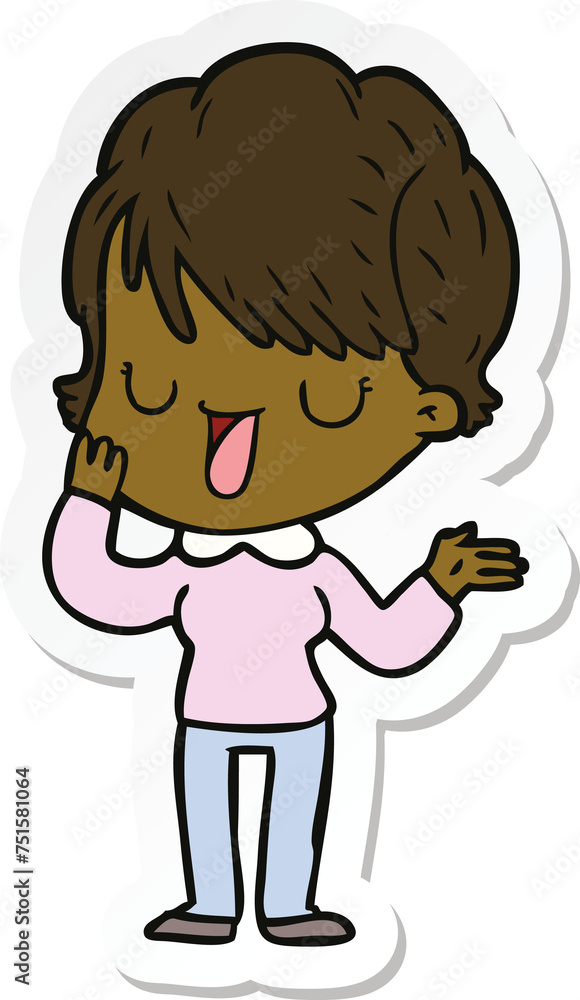 sticker of a cartoon woman talking