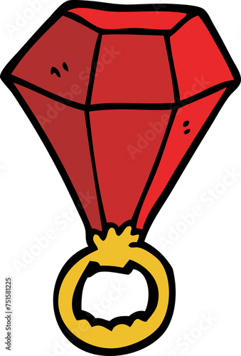 cartoon doodle red ruby ring