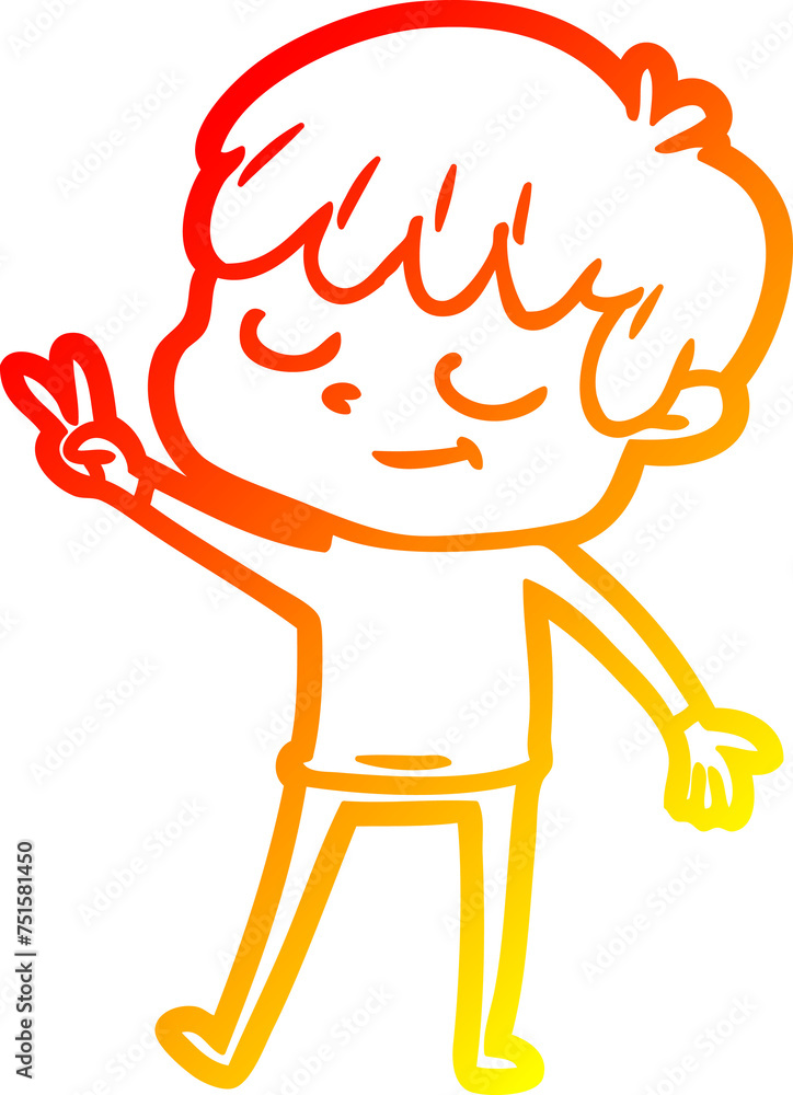 warm gradient line drawing cartoon happy boy warm gradient line drawing cartoon happy boy