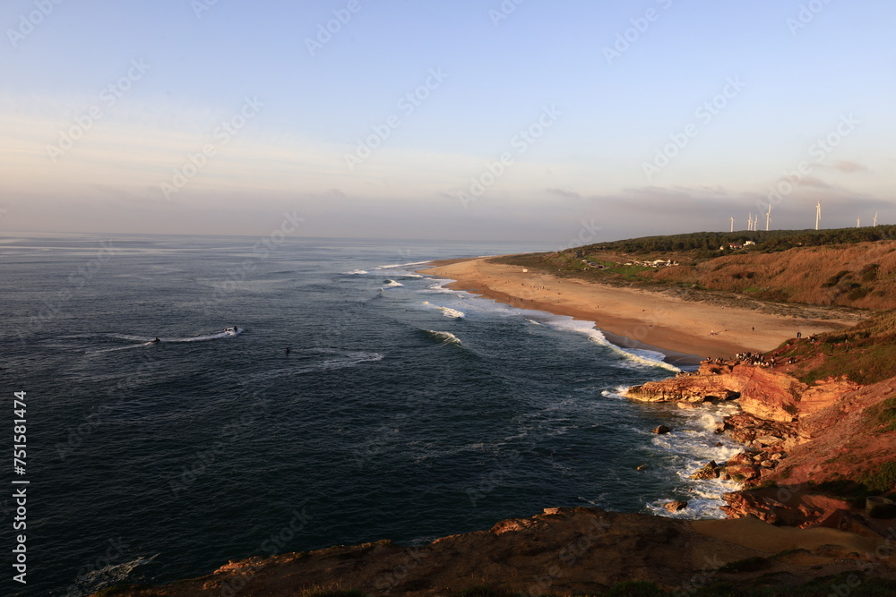 View of the North beach located in Nazaré in the Oeste region, in the historical province of Estremadura, Portugal