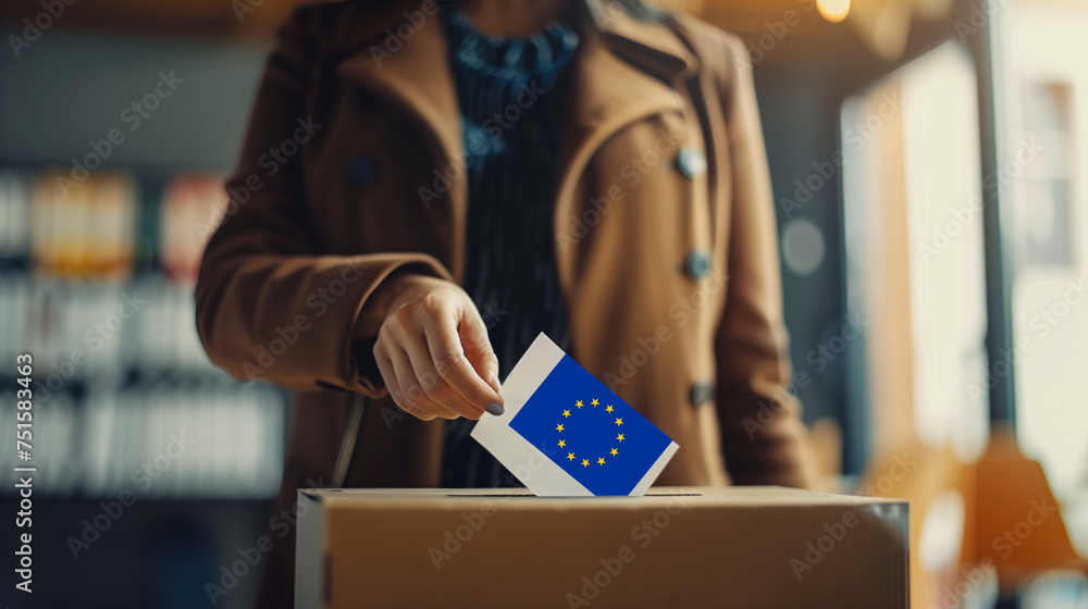 Citizen Casting Vote in European Union Election Process.