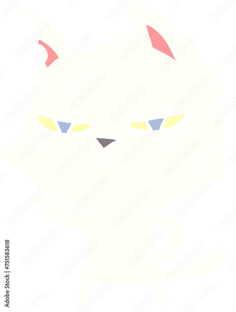 Fototapeta premium tough flat color style cartoon cat