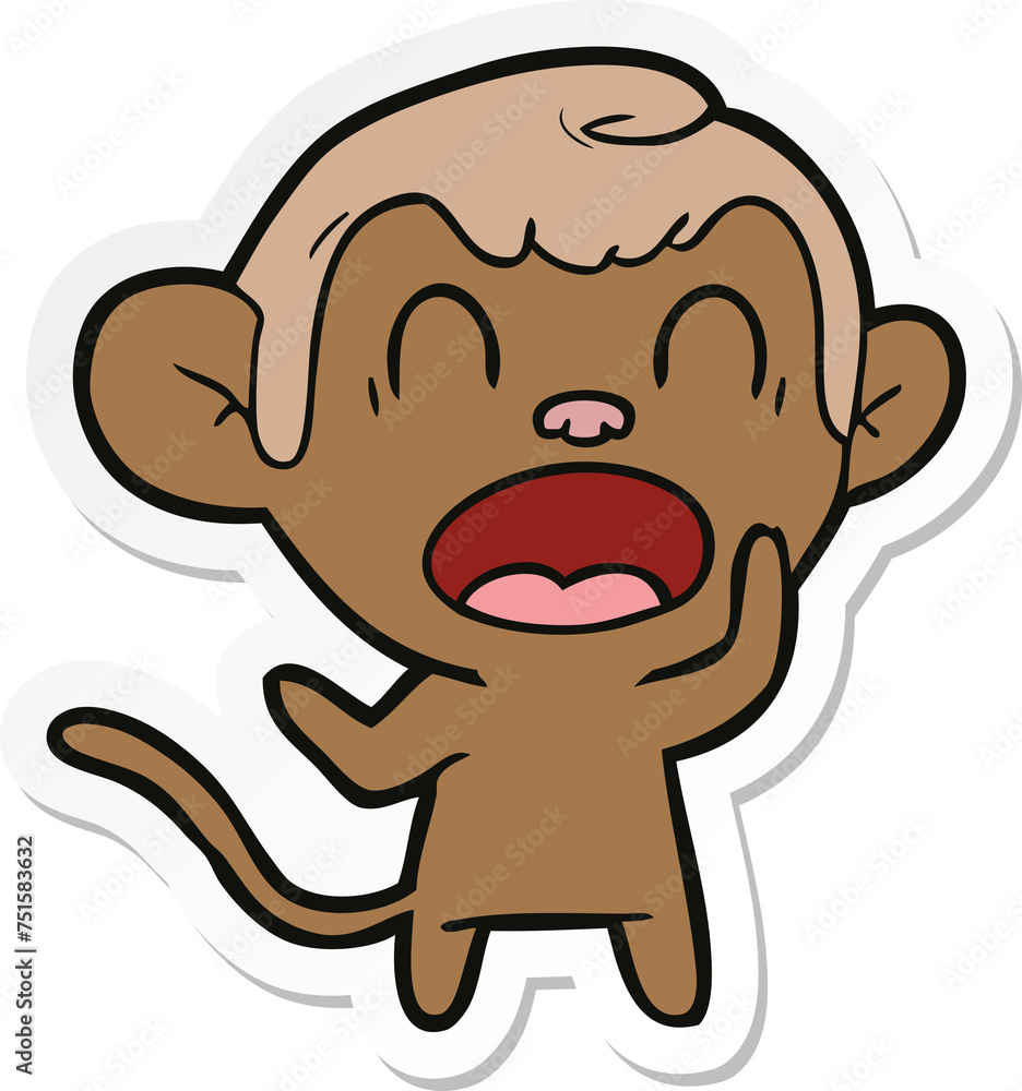 sticker of a shouting cartoon monkey sticker of a shouting cartoon monkey