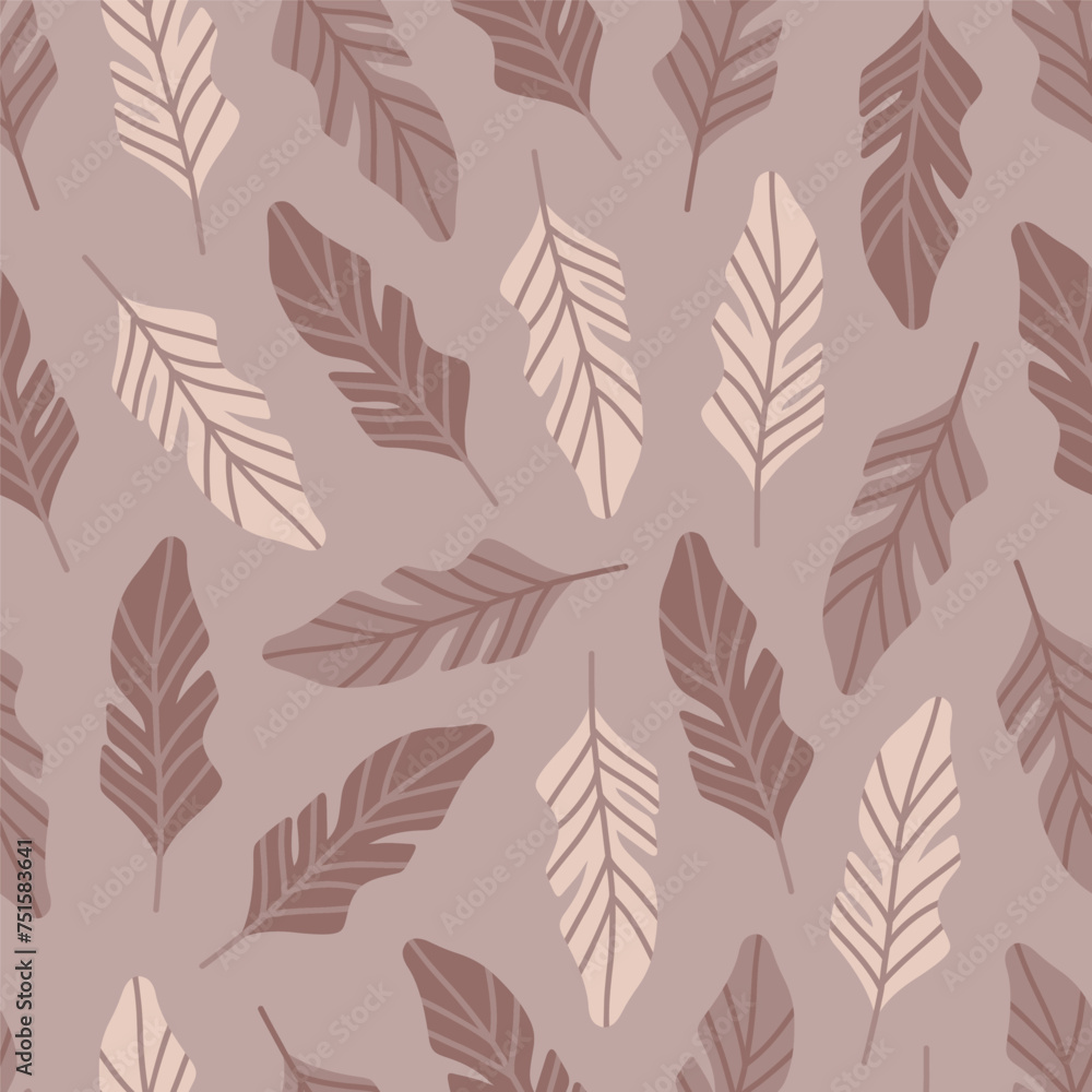 Monochrome beige feathers pattern Monochrome beige feathers pattern