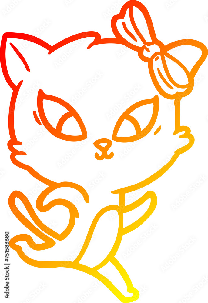 warm gradient line drawing cartoon cat warm gradient line drawing cartoon cat