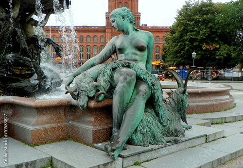 Germany, Berlin, Rathausstraße 1, Neptune Fountain (Neptunbrunnen), elements of the fountain