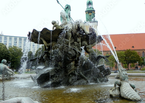 Germany, Berlin, Rathausstraße 1, Neptune Fountain (Neptunbrunnen), elements of the fountain